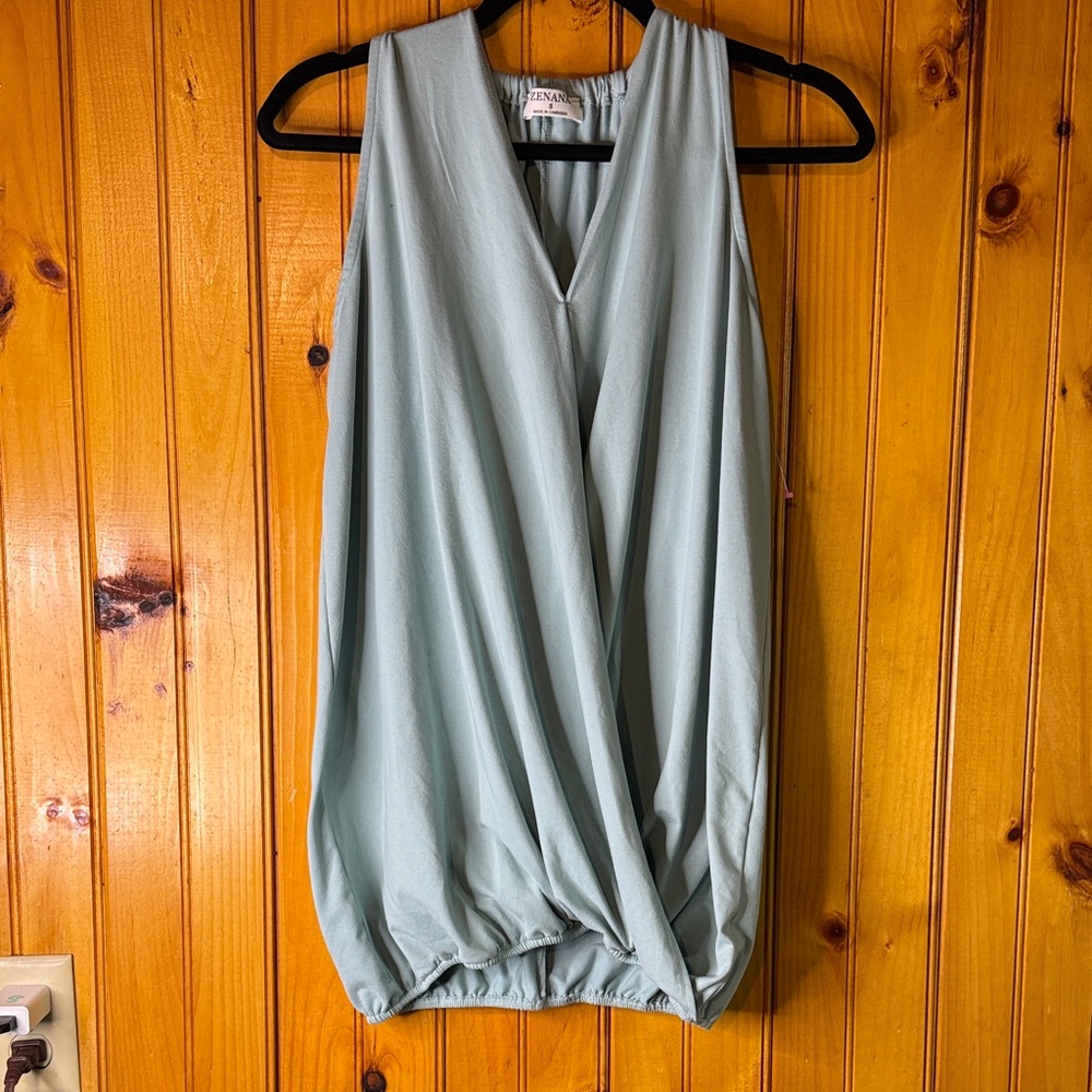 Zenana Outfitters Sky Blue V-Neck Blouse